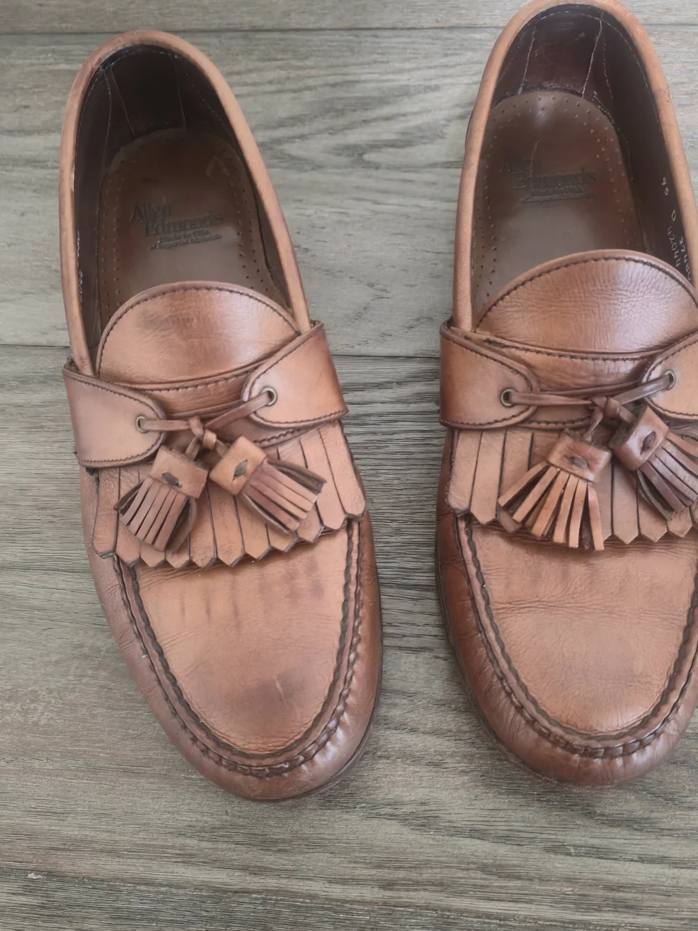 Men's Allen Edmonds Elfield Tassel Loafers Brown Leather 9.5D USA Old Money Prep